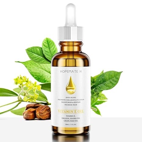 HOPEMATE H Vitamin E Oil - Anti Aging, Reduce Wrinkles and Fine Lines for Moisturized & Youthful Skin - Pure & Natural Vitamin E Serum for Face, Hair, Nails (1 oz)