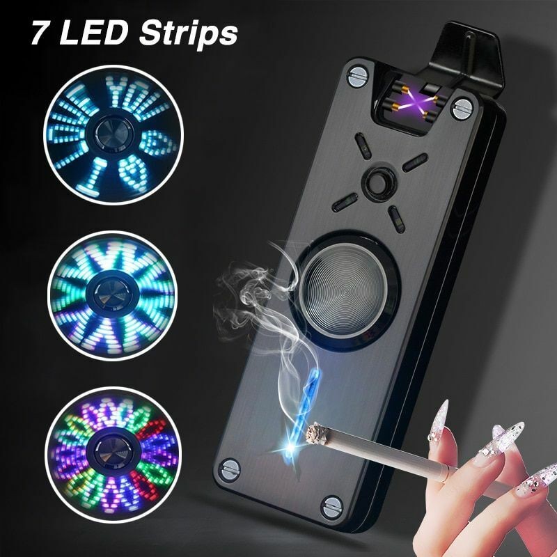 Electronic Lighter Rechargeable USB Flameless Windproof Plasma Hand Spinner Tool