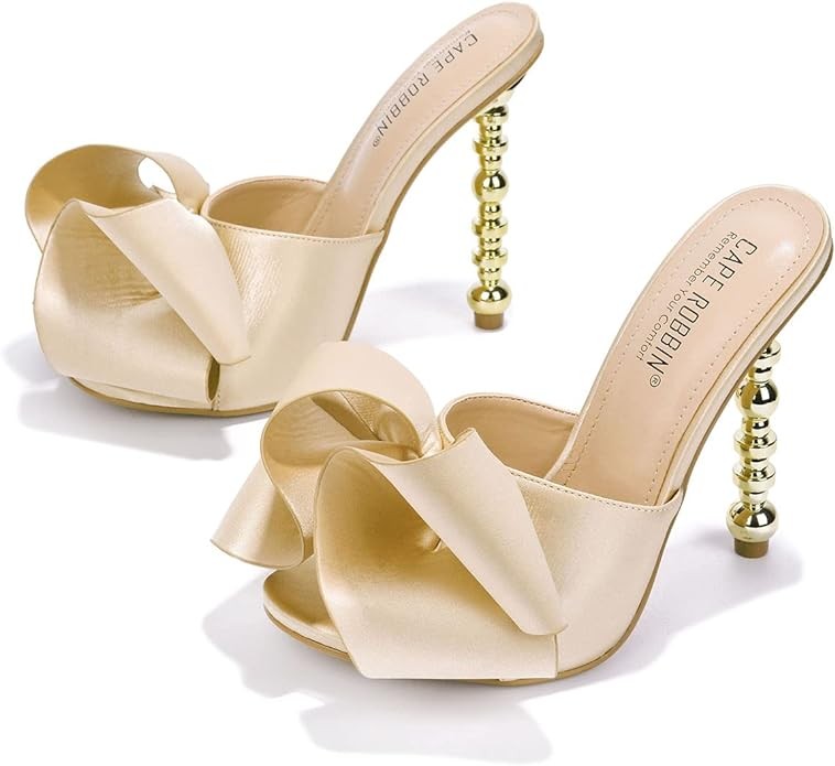Cape Robbin Salsa Sexy High Heels for Women, Oval Open Toe Shoes Heels
