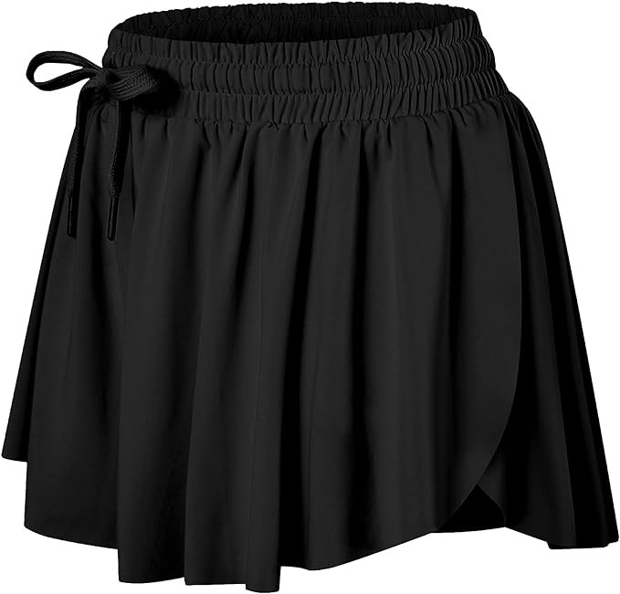 Wsirmet Flowy Shorts for Women Butterfly Shorts 2 in 1 Athletic Workout Gym Biker Running Shorts with Pockets
