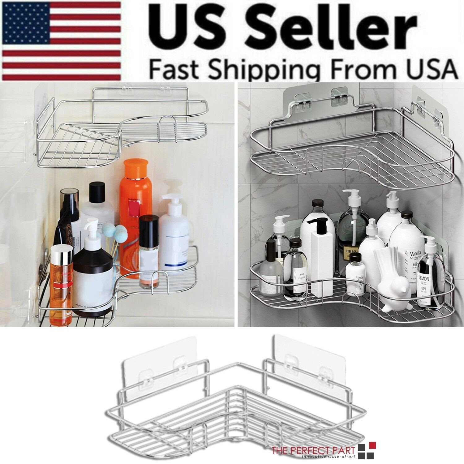 EUDELE Shower Caddy 5 Pack,Adhesive Shower Organizer for Bathroom Storage&Home Decor&Kitchen,No Drilling,La