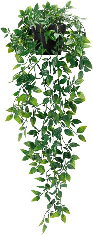 Whonline Fake Hanging Plants, Artificial Potted Plants for Indoor Outdoor Aesthetic Office Living Room Shelf Decor (1 Pack)