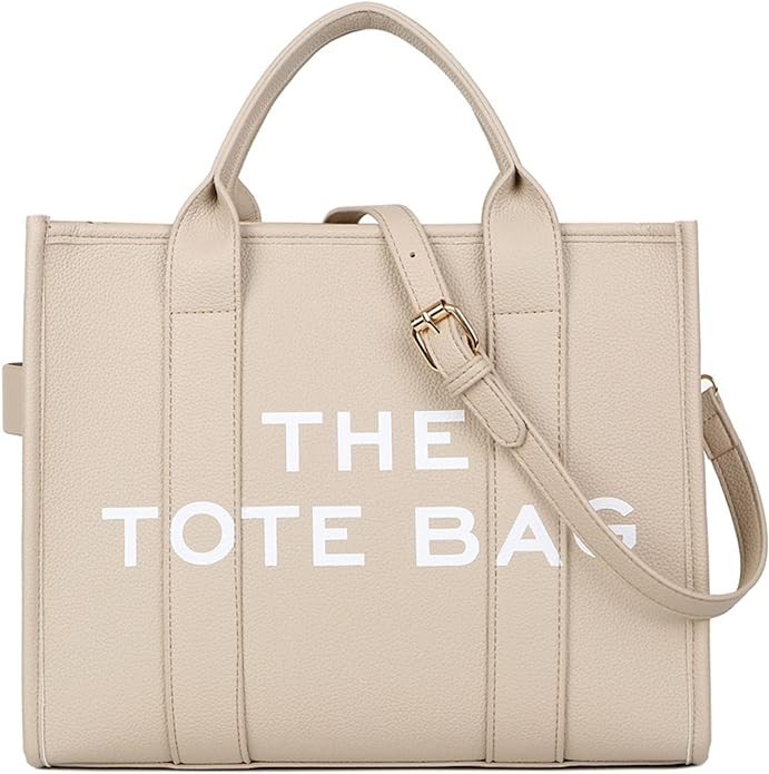 The Tote Bag for Women, PU Leather Tote Bag, Shoulder, Crossbody, or Handheld Bag for School, Office, Travel (10.6X13X6.3in)