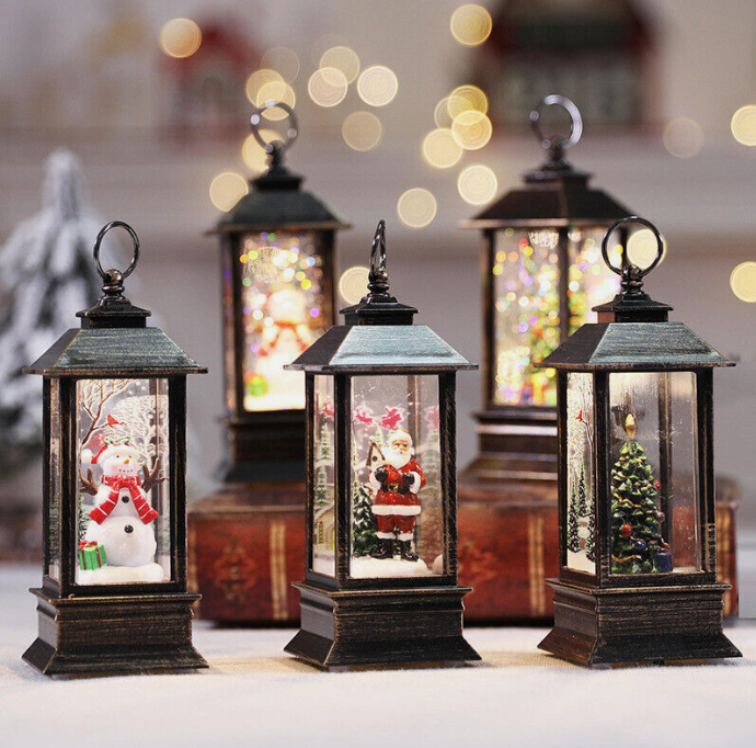 LED Christmas Hanging Lantern Snowman Santa Claus Xmas Tree Ornament Gift Decor