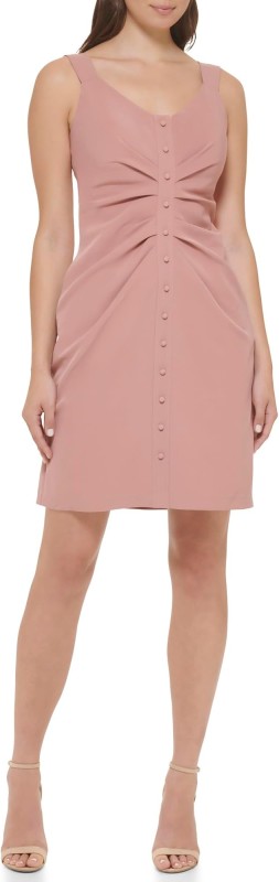 GUESS Women's Front Button Side Gathering Dress