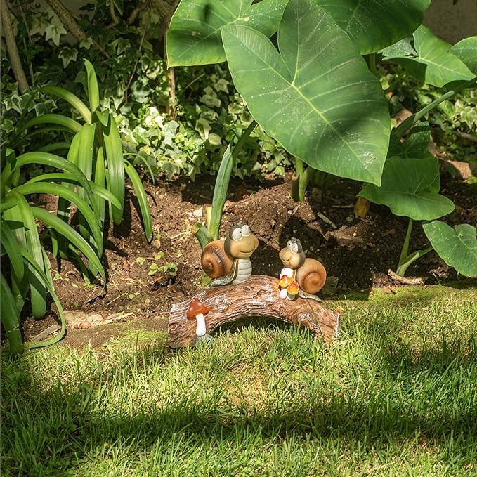 VP Home Snails on a Log Solar Powered LED Outdoor Decor Garden Light, Super Bonsai