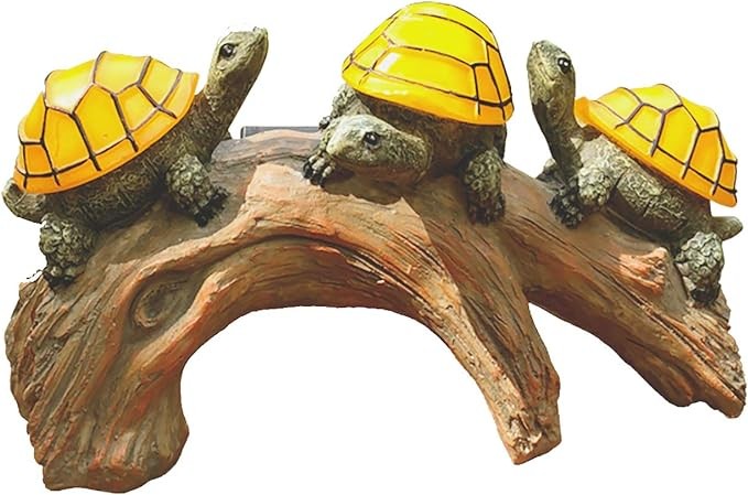 TIBLEN Solar Powered Turtles on Log Outdoor Decor - LED Garden Light, Outdoor Statues, Garden Decor, and Gifts for Mom, Grandma, Birthday - Turtle Solar Light for Garden and Outdoors