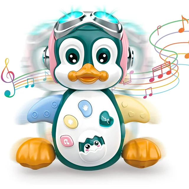 Vanmor Baby Musical Crawling Toys Penguin, Baby Toys 6 to 12 Months Infant Learning Moving Walking Dancing Toy with Music & Lights for 1 Year Old Toddler Boy Girl Birthday Gifts