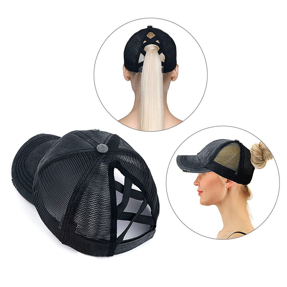 Ponytail Messy Bun Baseball Cap Criss Cross Hat Fashionable Womens Baseball Cap