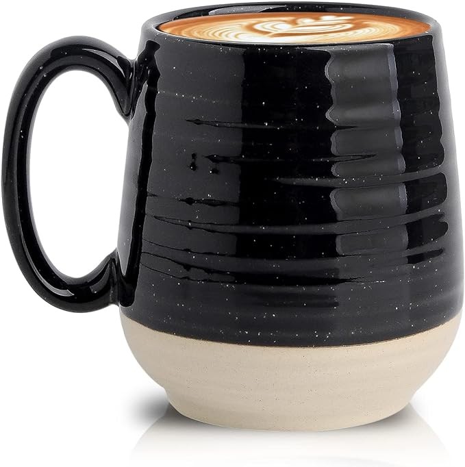 Hasense Large Coffee Mug, 20 oz Ceramic Coffee Cup with Comfortable Handle for Office and Home, Ideal for Coffee Tea Latte, Dishwasher Microwave Safe, 1 PCS(Black)