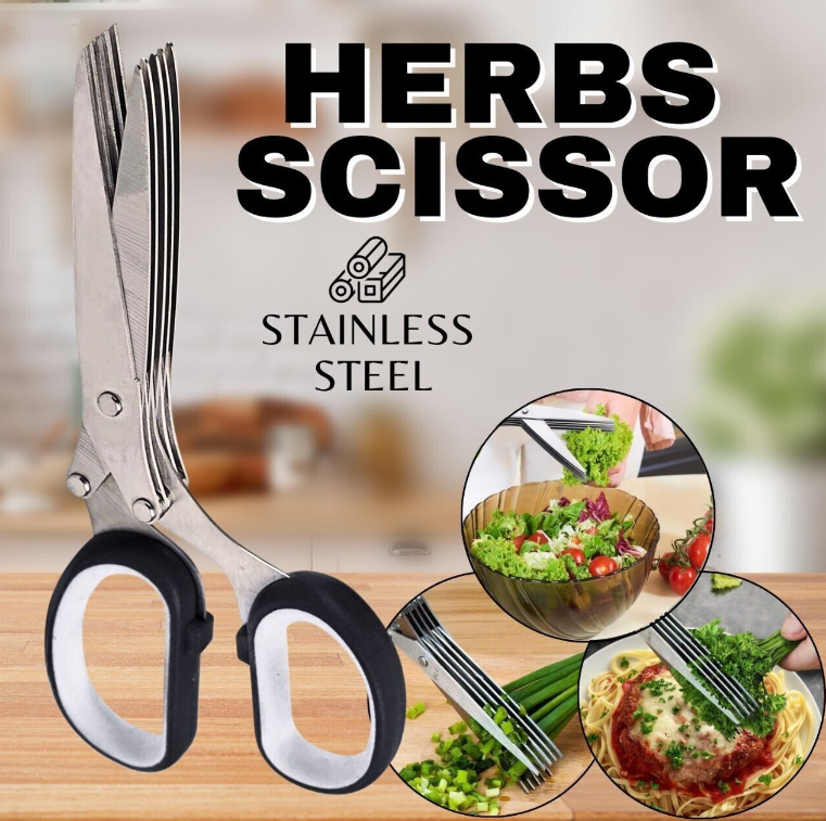 5-Blade Herb Scissors Set with Cover - Multipurpose Shears for Chopping Herbs