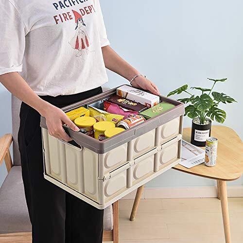 Lidded Storage Bins 2 Pack 30L Collapsible Storage Box Crates Plastic Tote St...