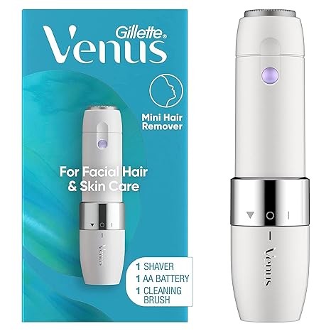 Gillette Venus Mini Facial Hair Remover for Women Face, Portable Electric Shaver/Razor, Face Hair Removal for Women, Dermaplaning Tool, Trimmer